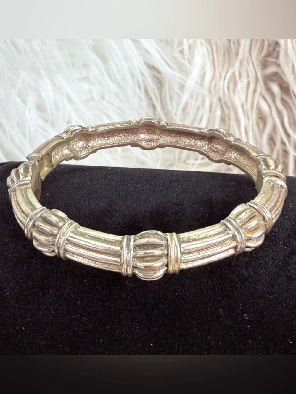 Vintage Aged Silvetone Weighted Bohemian Bracelet